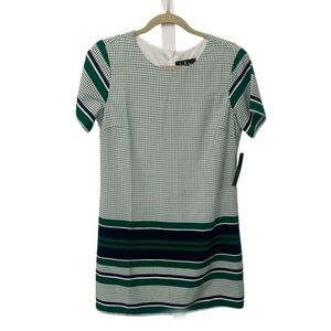 Zara Green Navy White Striped Mini Dress